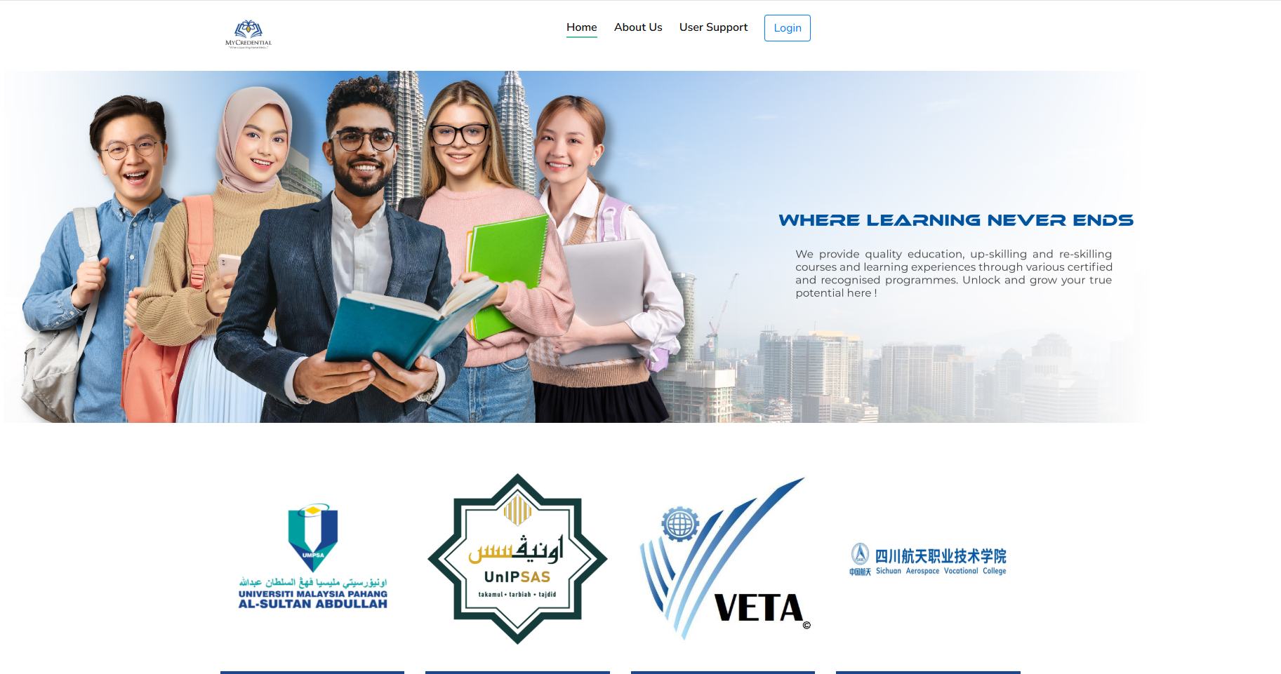 MyCredentialB site screenshot